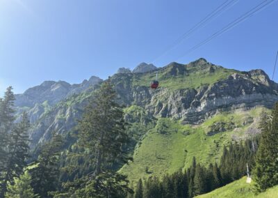Dragon Ride cable car on Mount Pilatus above the Swiss Alps near Lucerne, Switzerland