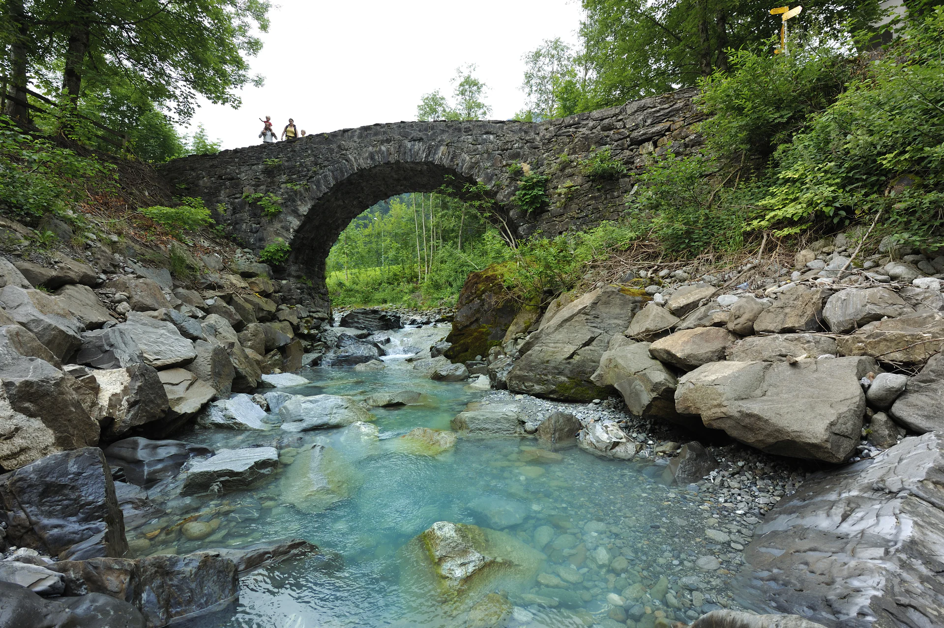 Family hiking in Switzerland