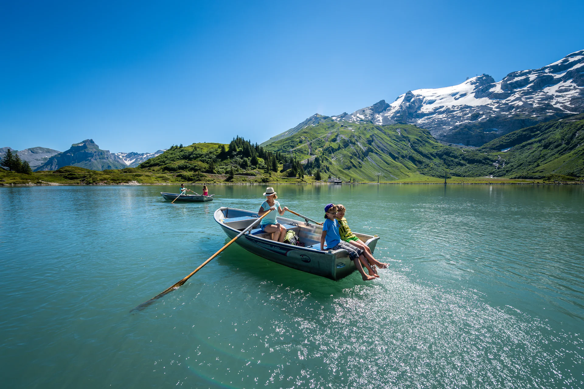 Hiking around alpine lakes in Switzerland