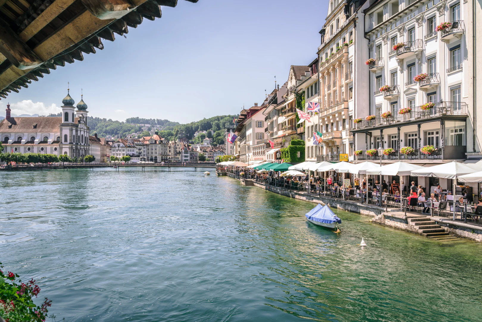Historic Old Town of Lucerne with traditional Swiss buildings